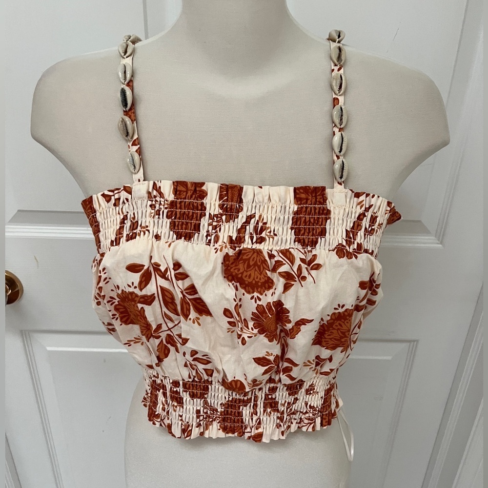 NWT BAILEY /44 Floral Cropped Top with Seashell Straps size medium